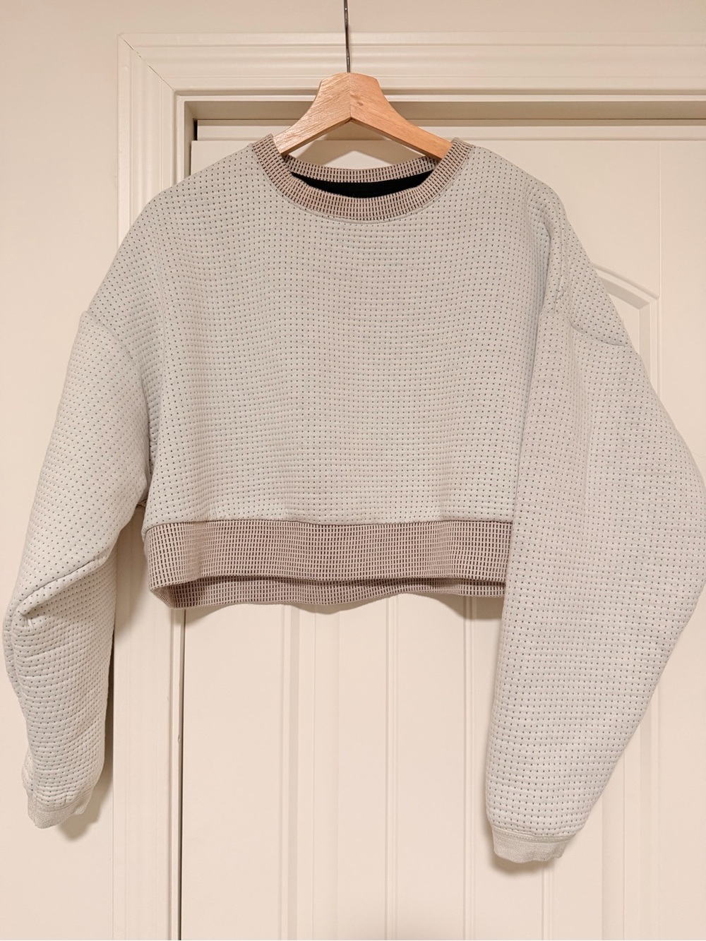 Nike Cropped Crewneck Sweatshirt in Light Gray with Tan Trim